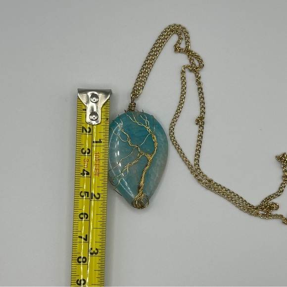 Artisan Crafted Natural Stone Gold Tone Pendant Necklace - Picture 5 of 6